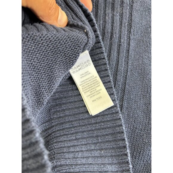 Sigrid Olsen Sweater Womens Small Navy Blue Hooded Linen Cotton Pullover Knit - Picture 7 of 7
